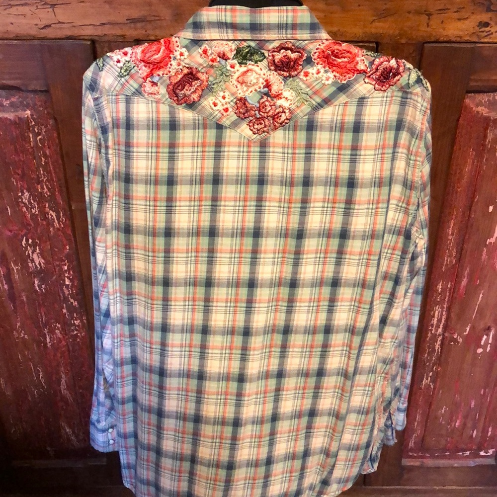 Levi’s vintage flannel shirt embroidered flowers